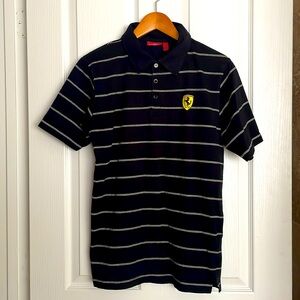 Ferrari Black Striped Polo with Yellow Shield Logo